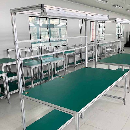 鋁型材工作臺(tái)條形電子車(chē)間操作臺(tái)防靜電鋁型材流水線防靜電工作臺(tái)